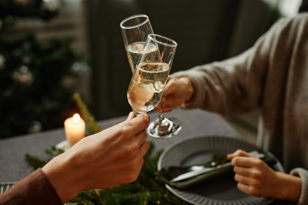 a couple enjoying champagne