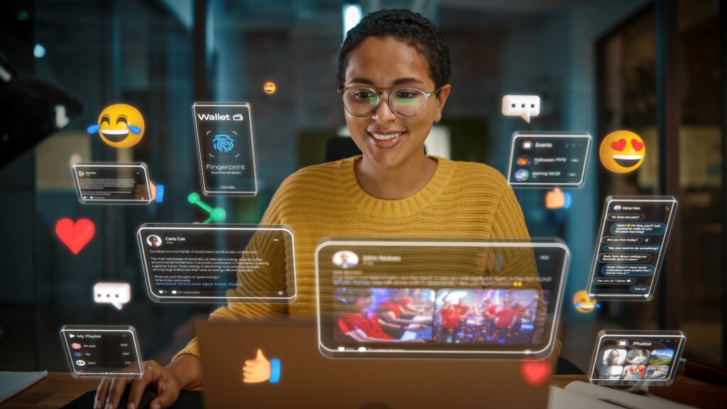 holographic display of social media apps